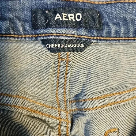 Aero High Rise Cheeky Jegging Women’s Size 12 Distressed Denim Jeans Blue - Picture 6 of 8